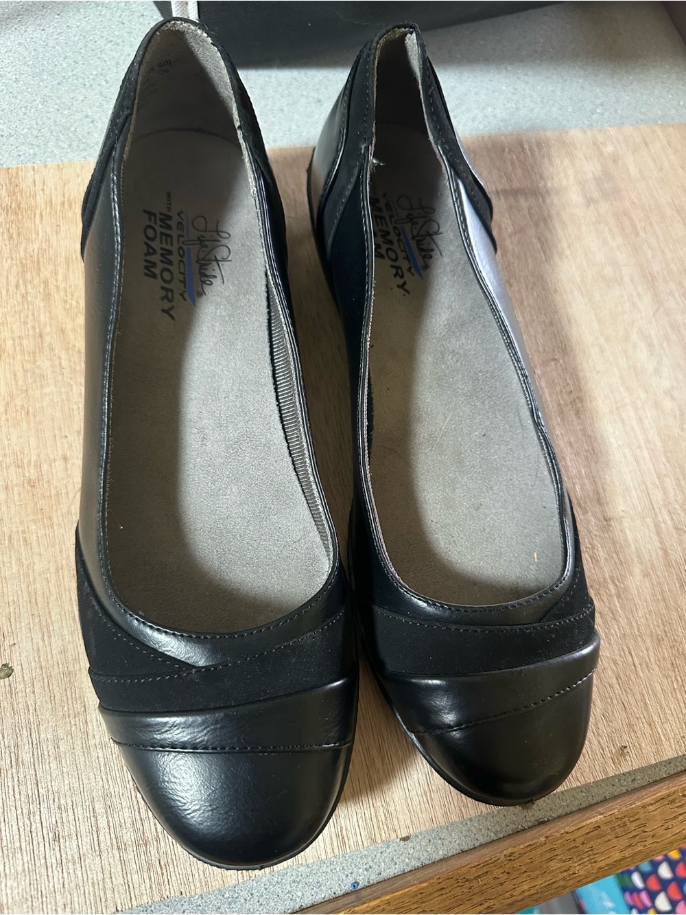 Life Stride Black Slip-On Memory Foam Flats